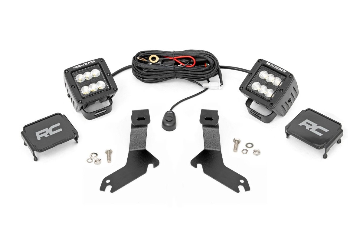 Chevrolet Silverado 1500 LED Light Kit - Ditch Mount - Rough Country - Flood - Black - '99-'06